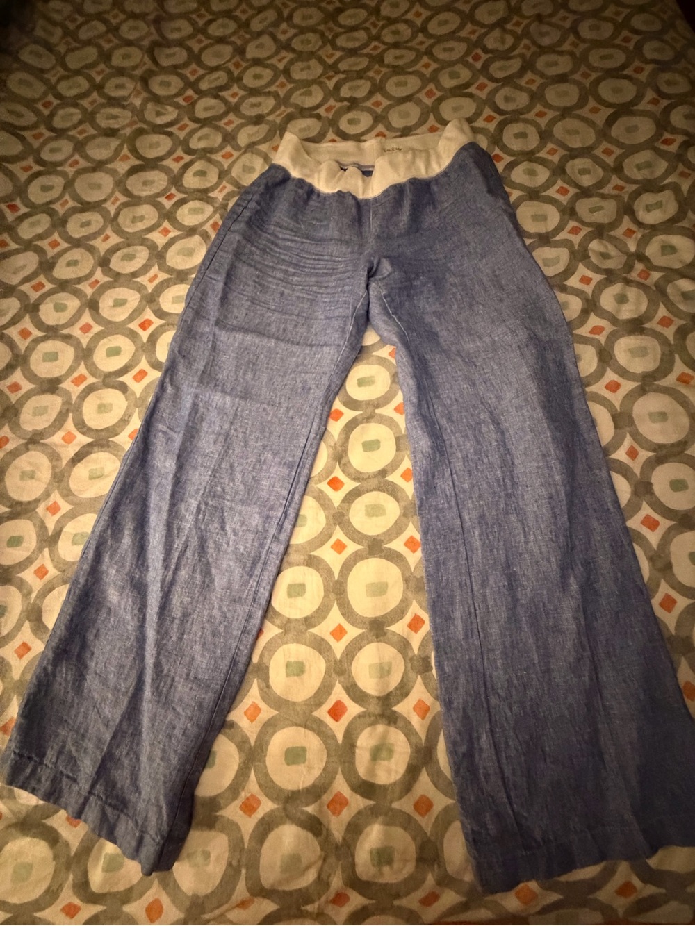 Lilly Pulitzer Light Blue Wide-Leg Linen Jeans